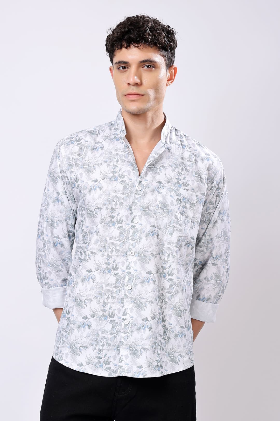 Leafy Vibe Long Sleeve Casual Shirt for Everyday Style - Image 1